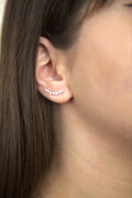 Boucle d'Oreille Halo Grimpante en Argent 925 et Zircons Gauche