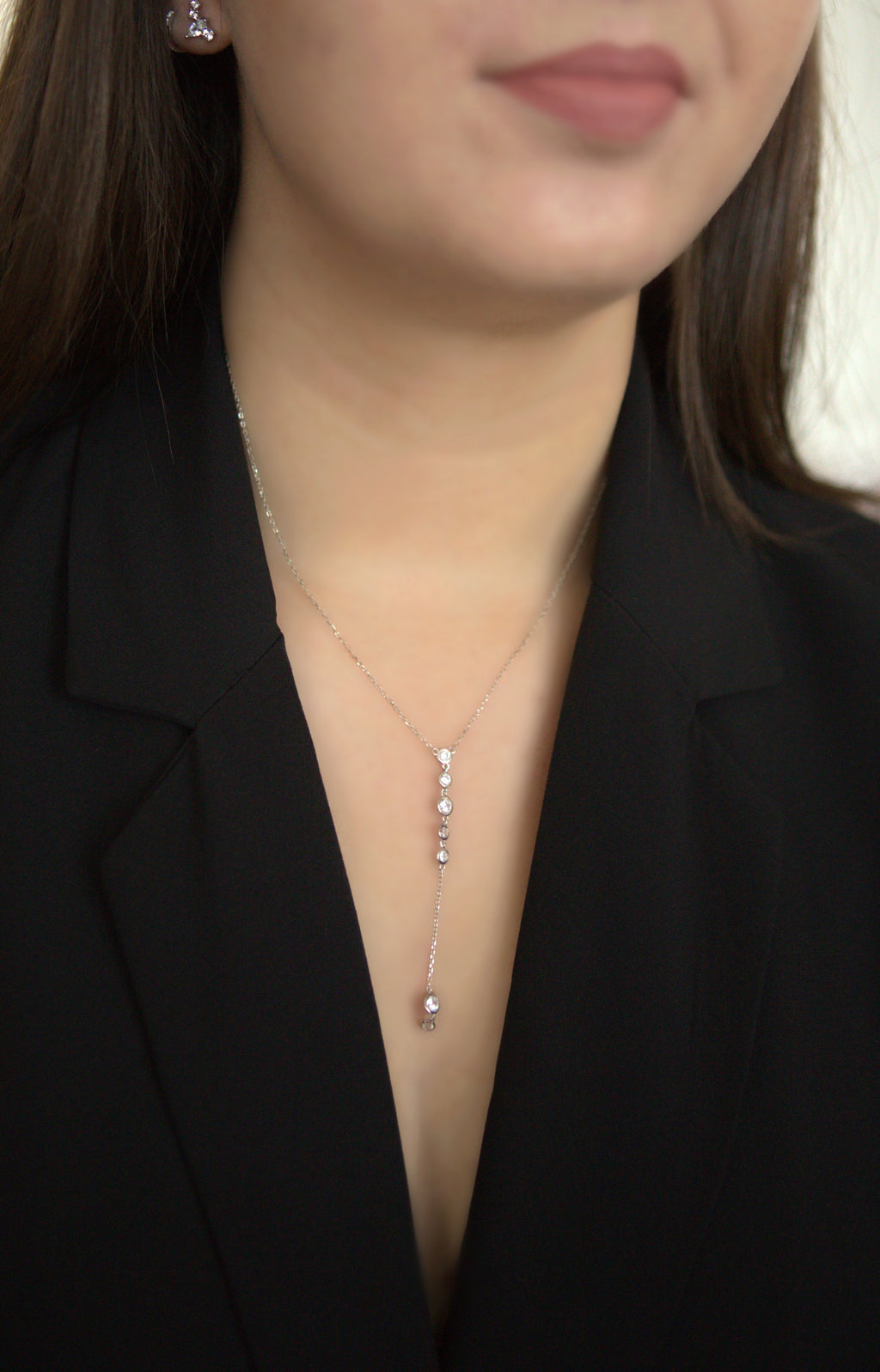 Collier en Y Nébula en Argent 925 et Zircons