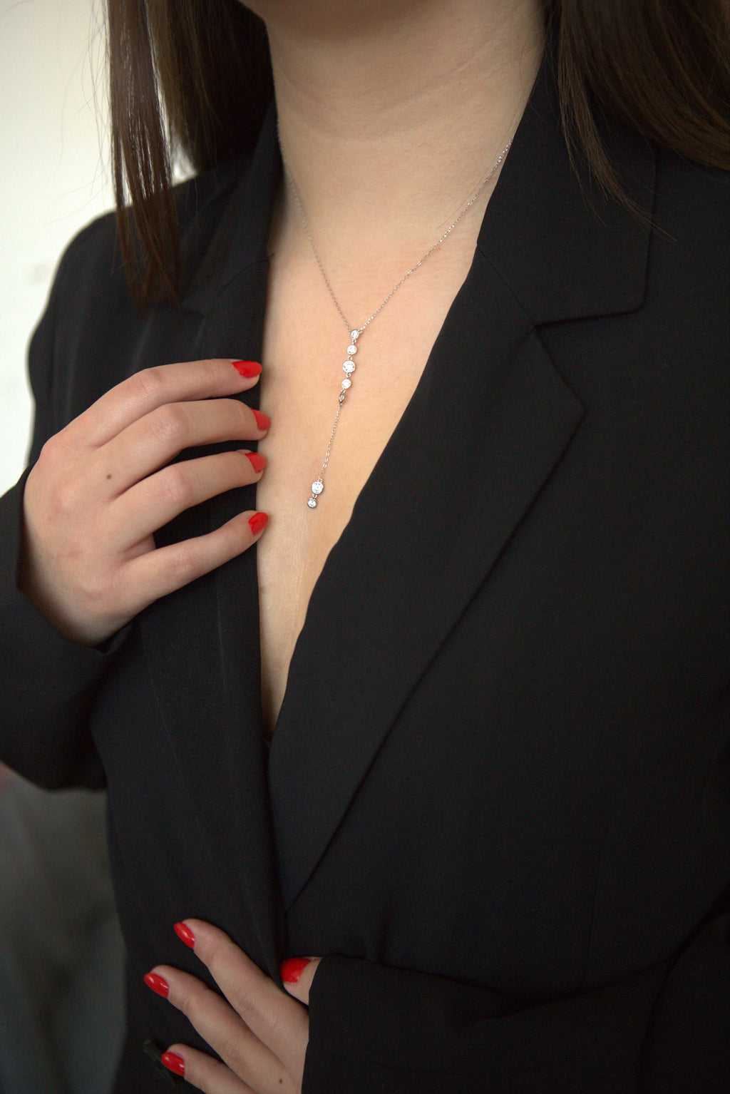 Collier en Y Nébula en Argent 925 et Zircons