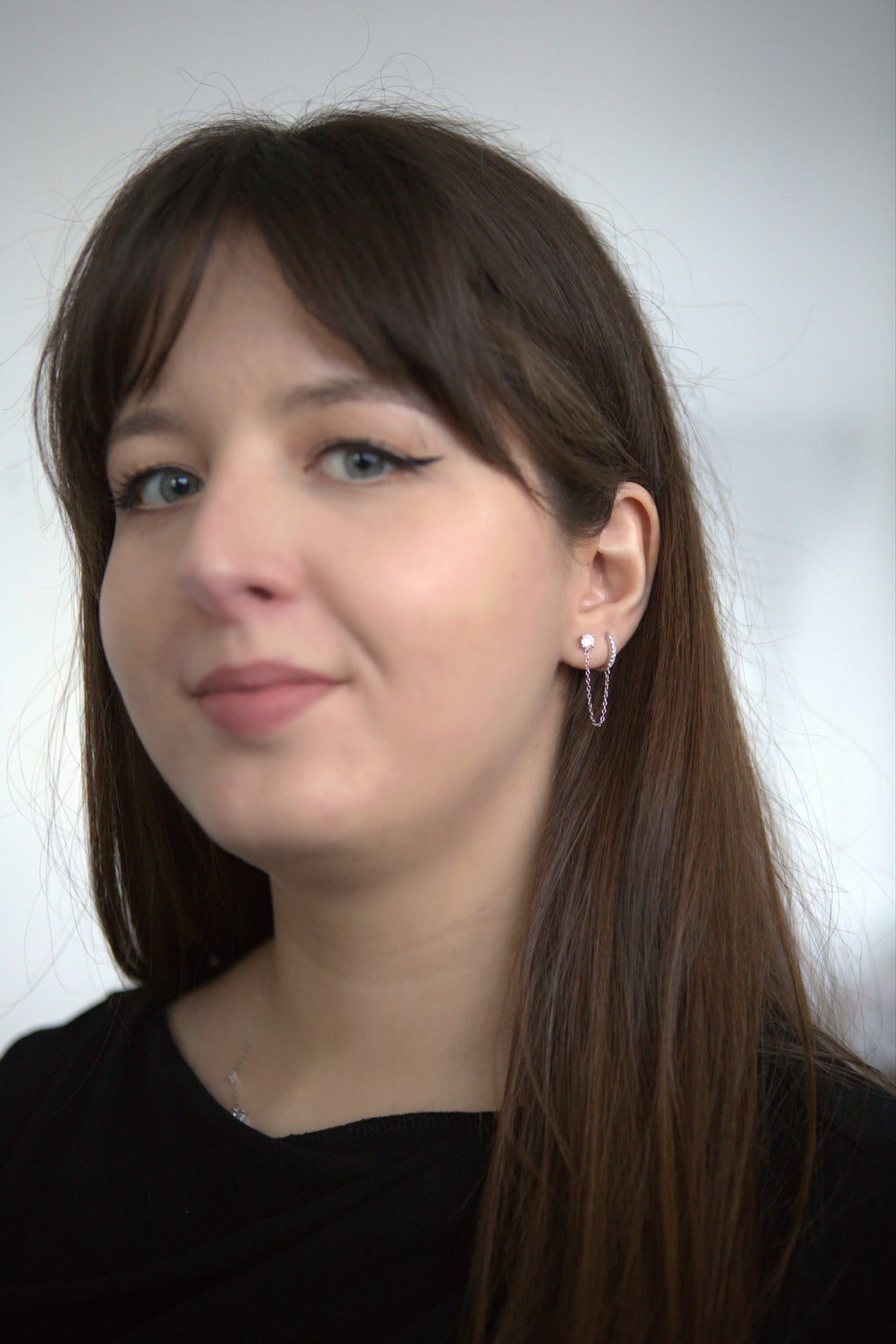 Boucle d'Oreille Double Trous - Argent 925 et Zircons