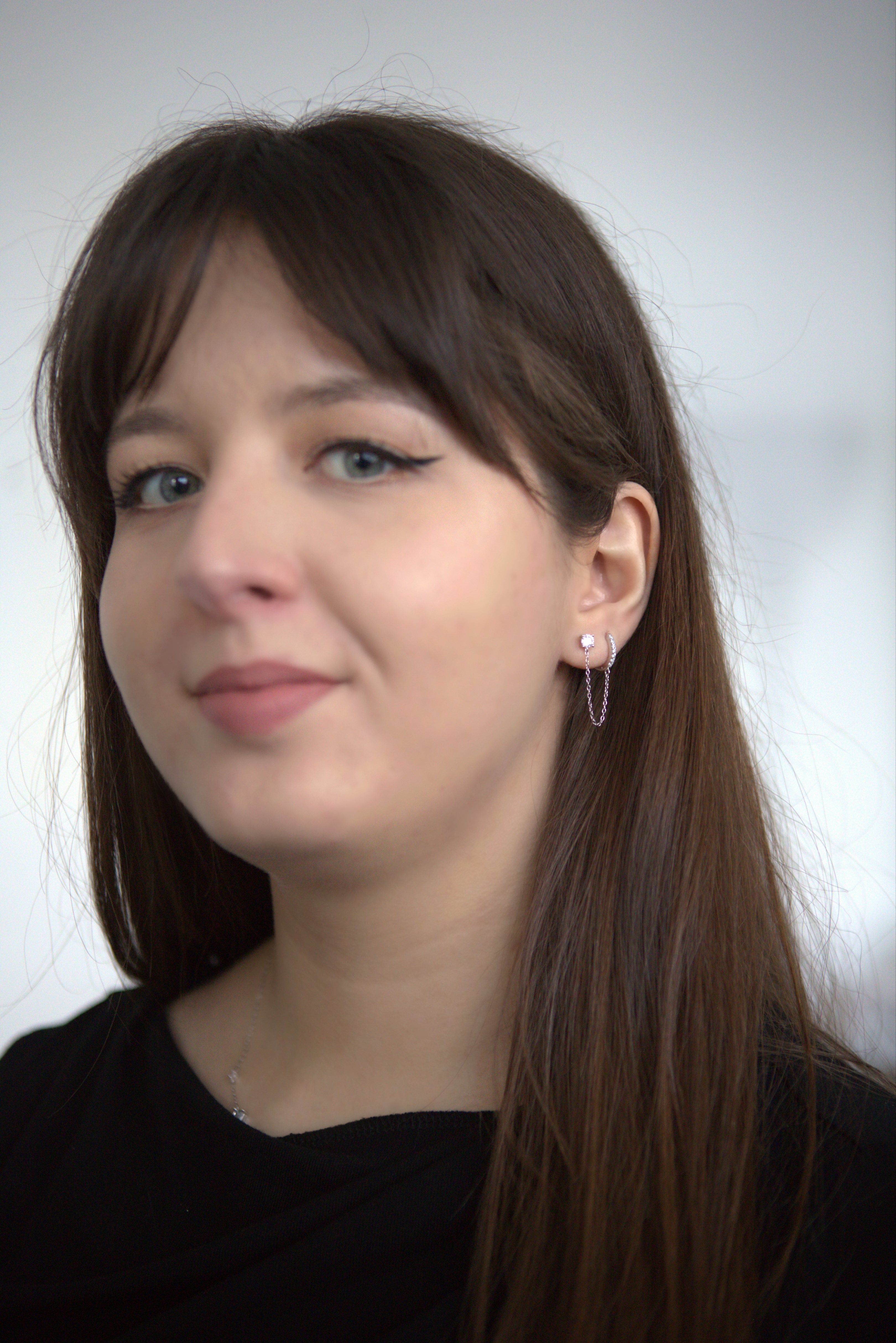 Boucle d'Oreille Double Trous - Argent 925 et Zircons