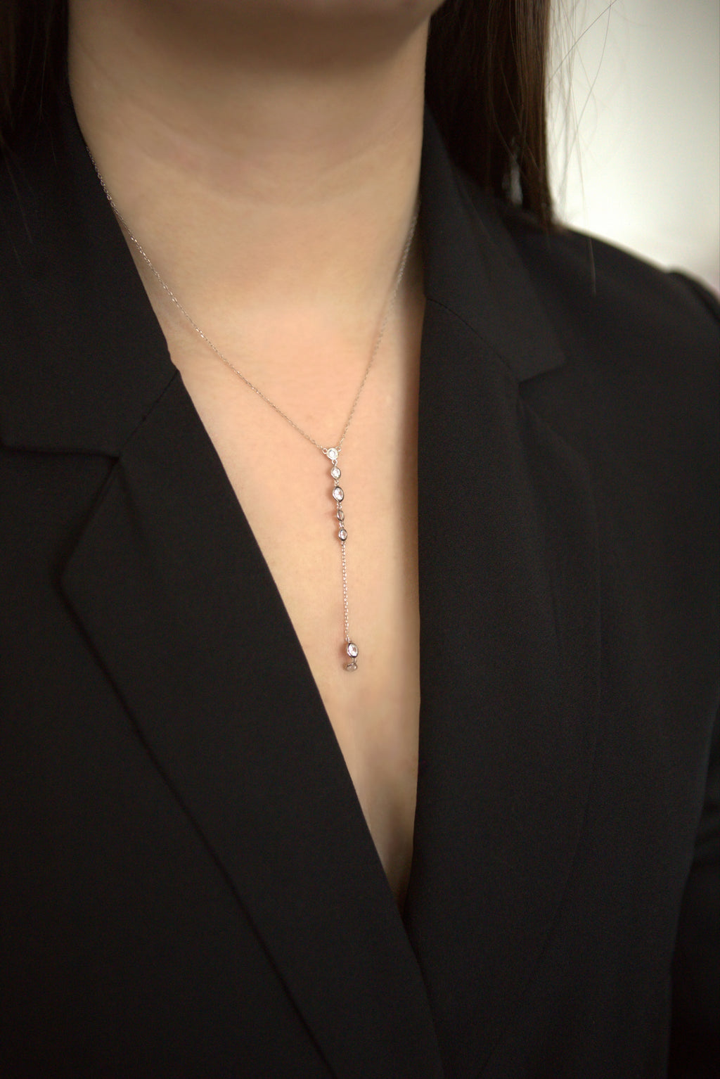 Collier en Y Nébula en Argent 925 et Zircons