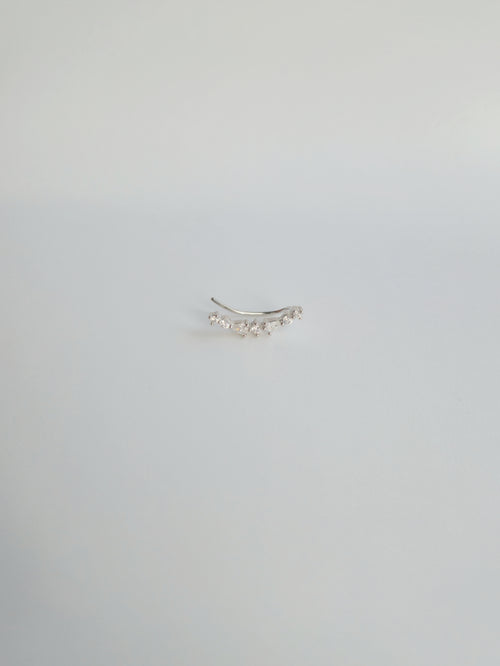 Boucle d'Oreille Halo Grimpante en Argent 925 et Zircons Gauche