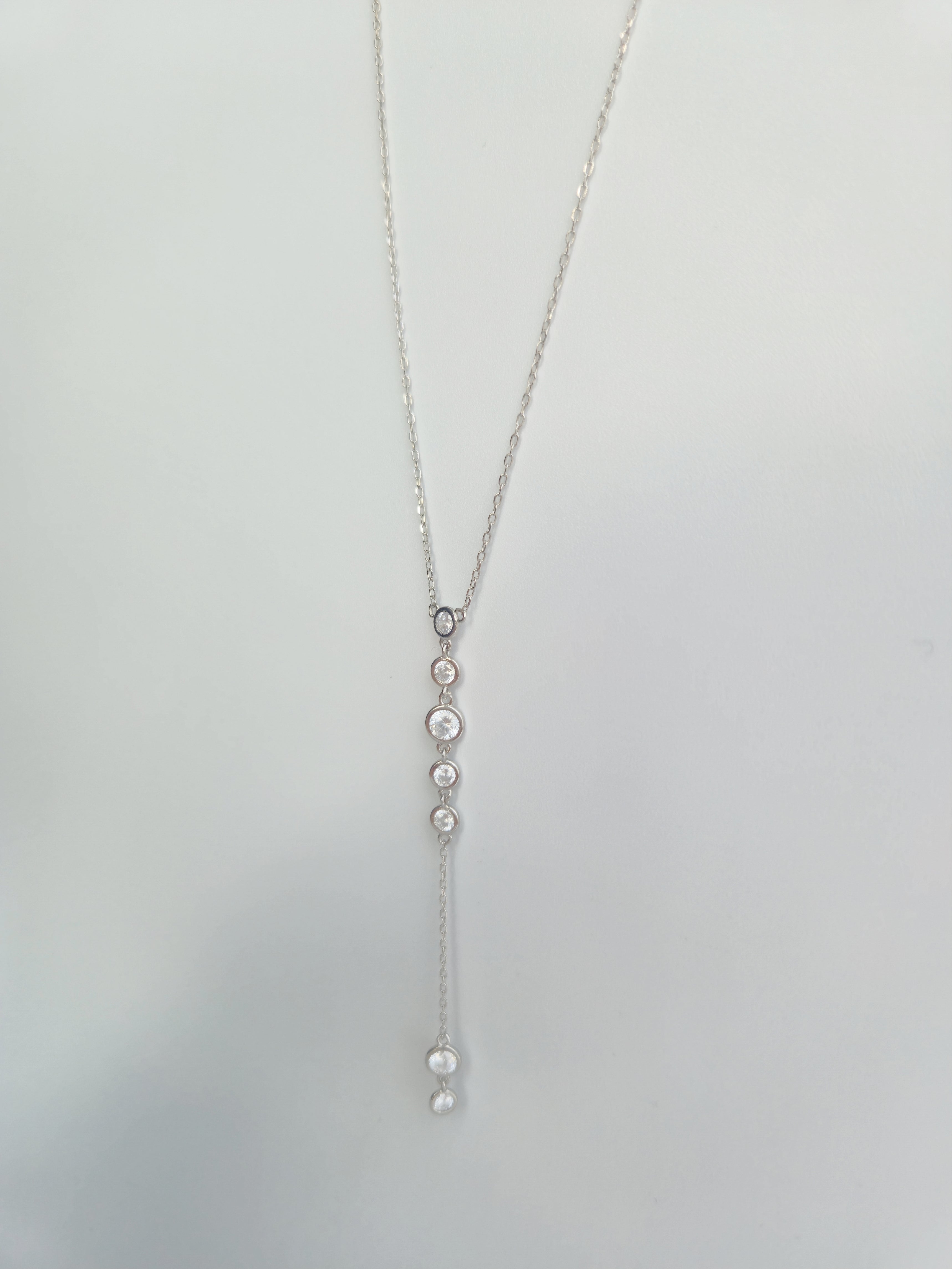 Collier en Y Nébula en Argent 925 et Zircons