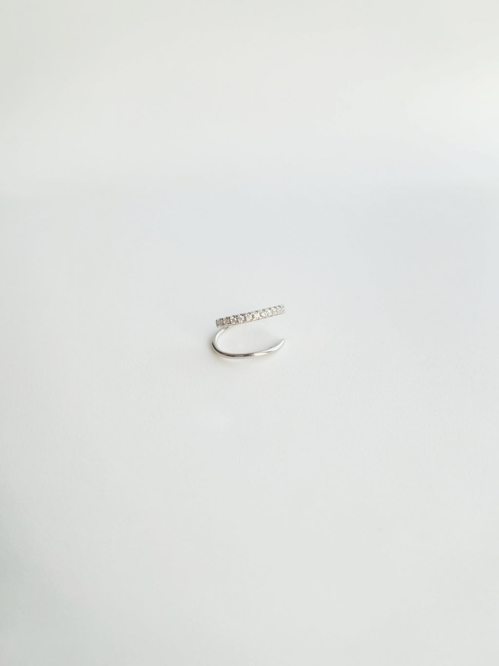 Boucle d'Oreille Double Anneaux Faux Perçing Argent et Zircon droite