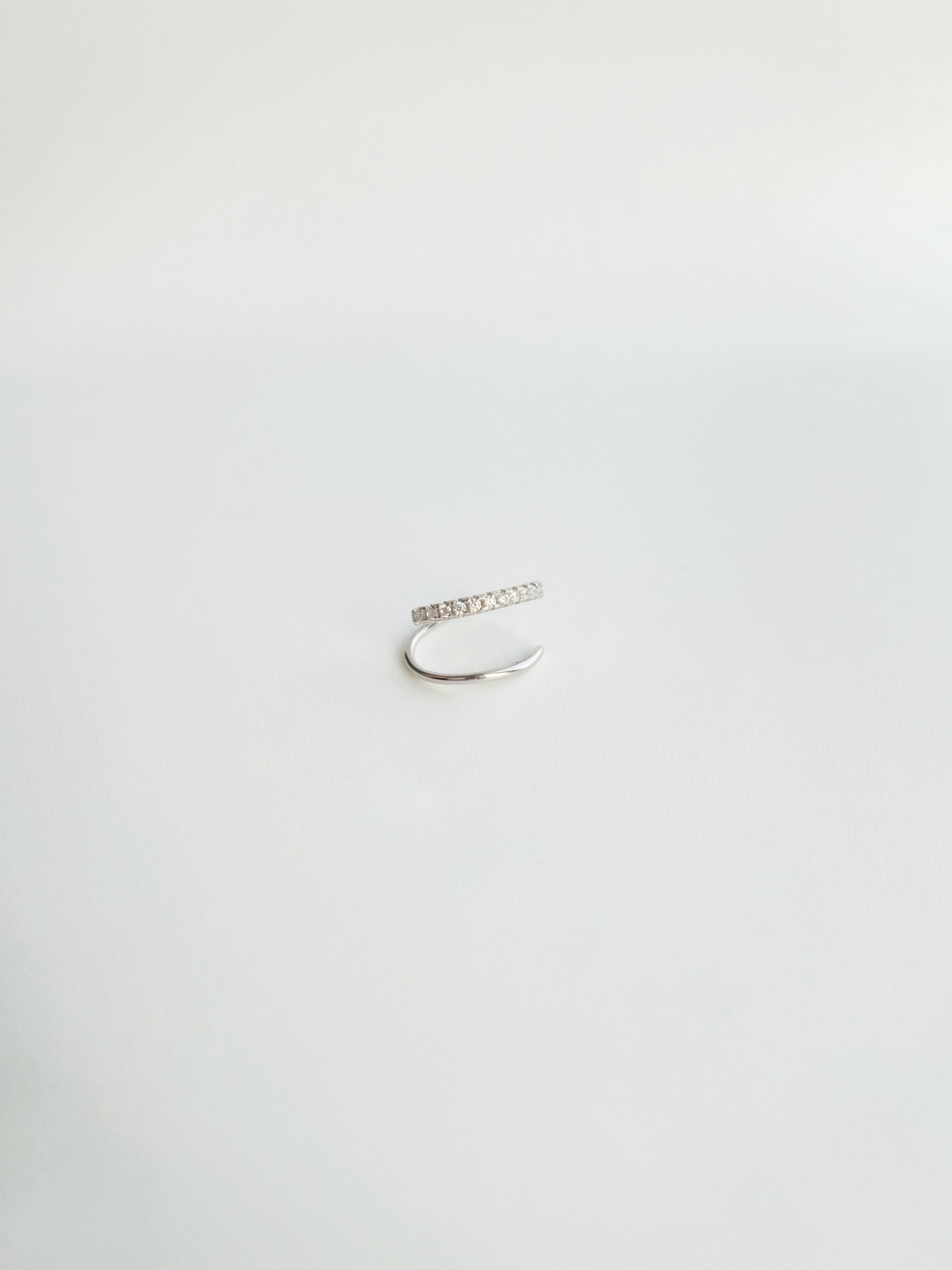 Boucle d'Oreille Double Anneaux Faux Perçing Argent et Zircon droite