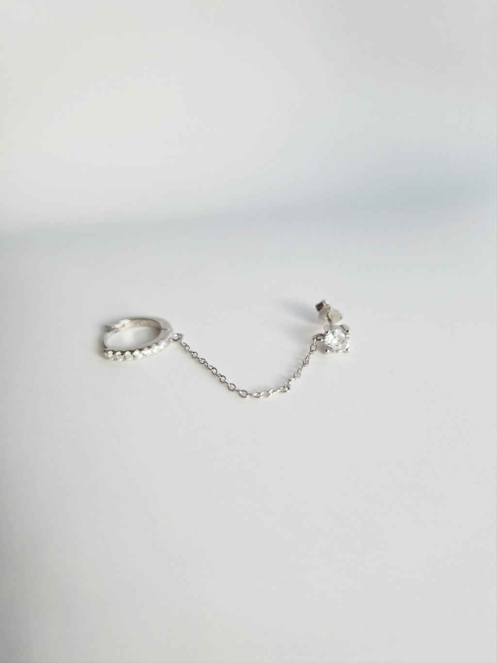 Boucle d'Oreille Double Trous - Argent 925 et Zircons