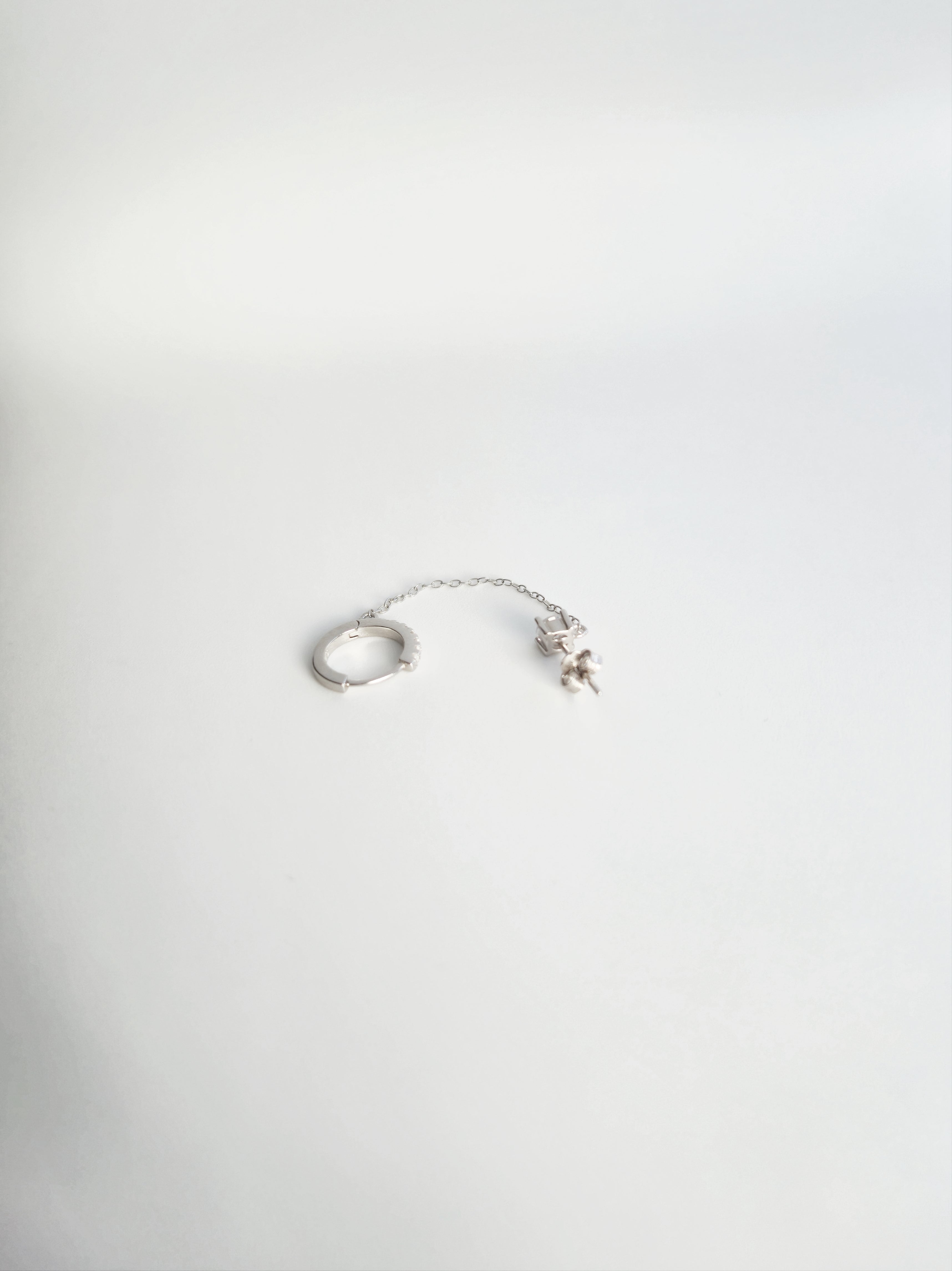 Boucle d'Oreille Double Trous - Argent 925 et Zircons