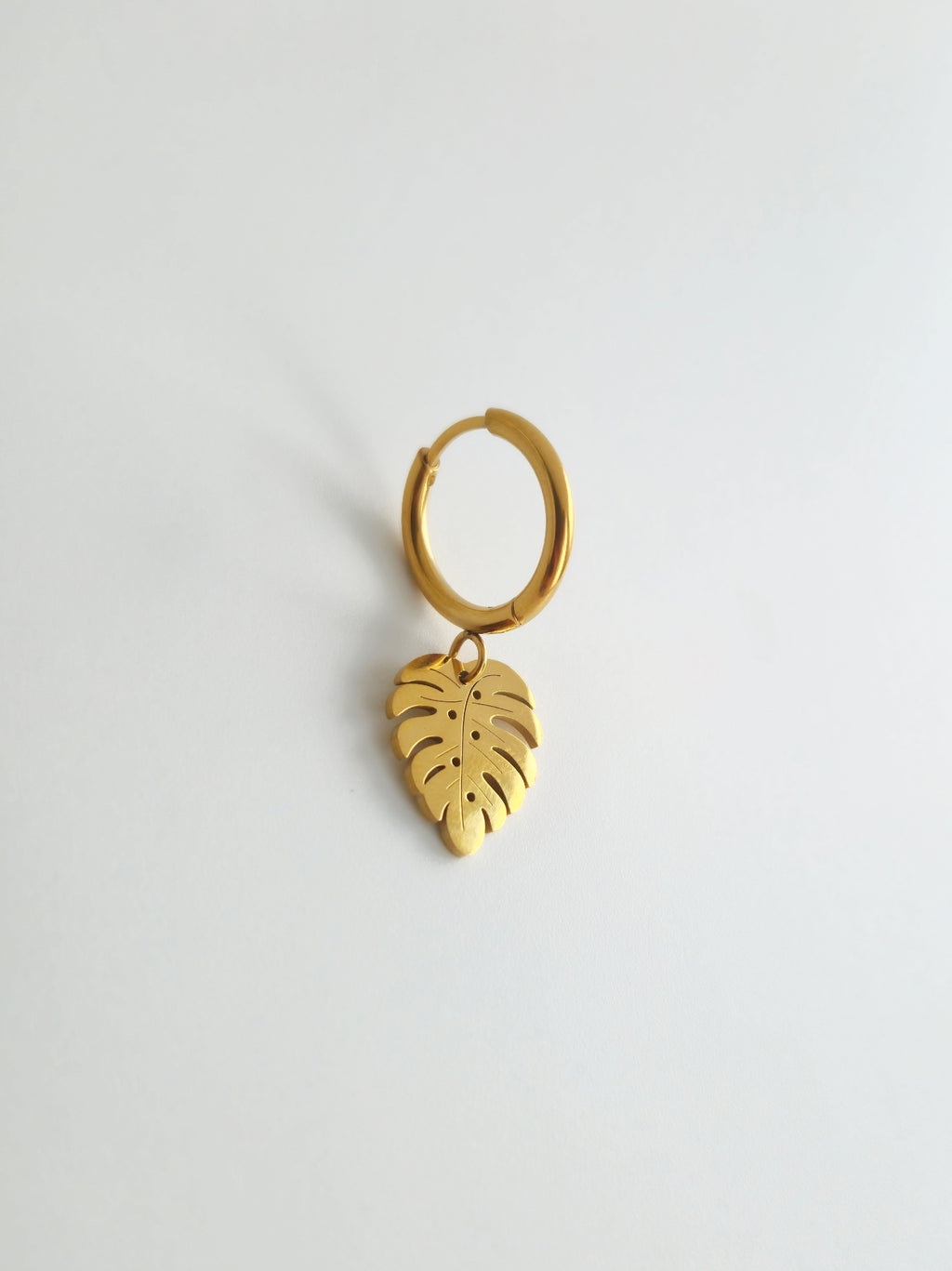Charm Feuille Tropicale en Acier Inoxydable Doré