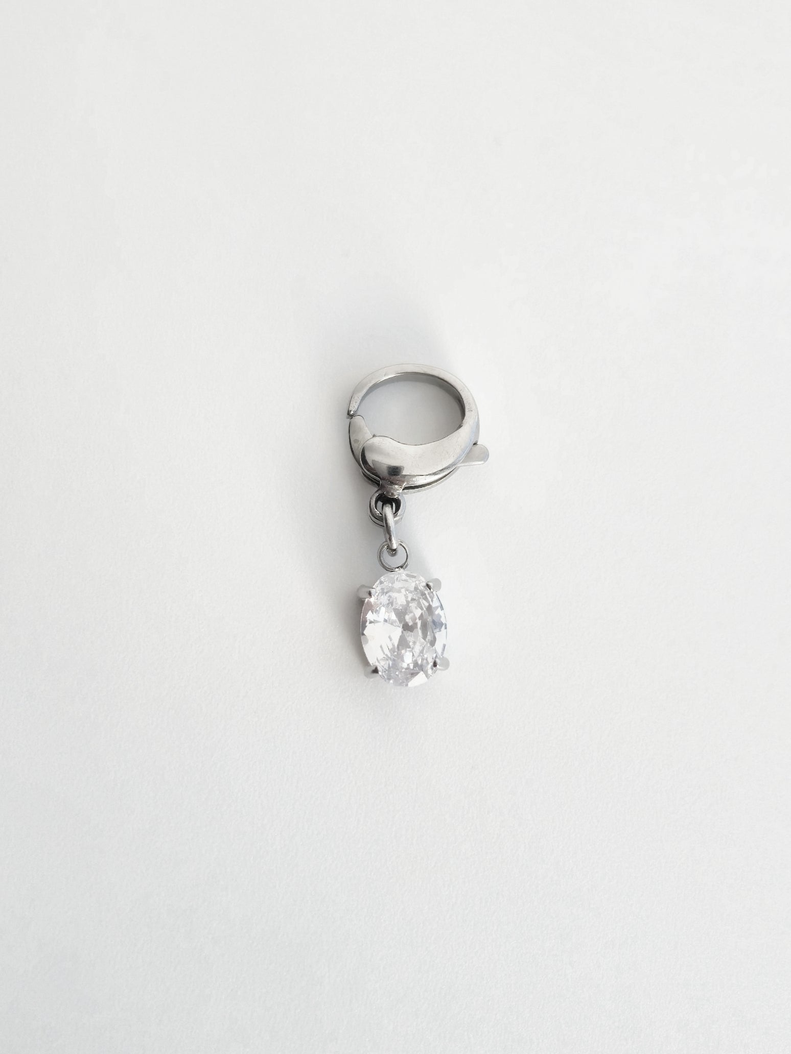 Charm strass ovale en Acier Inoxydable