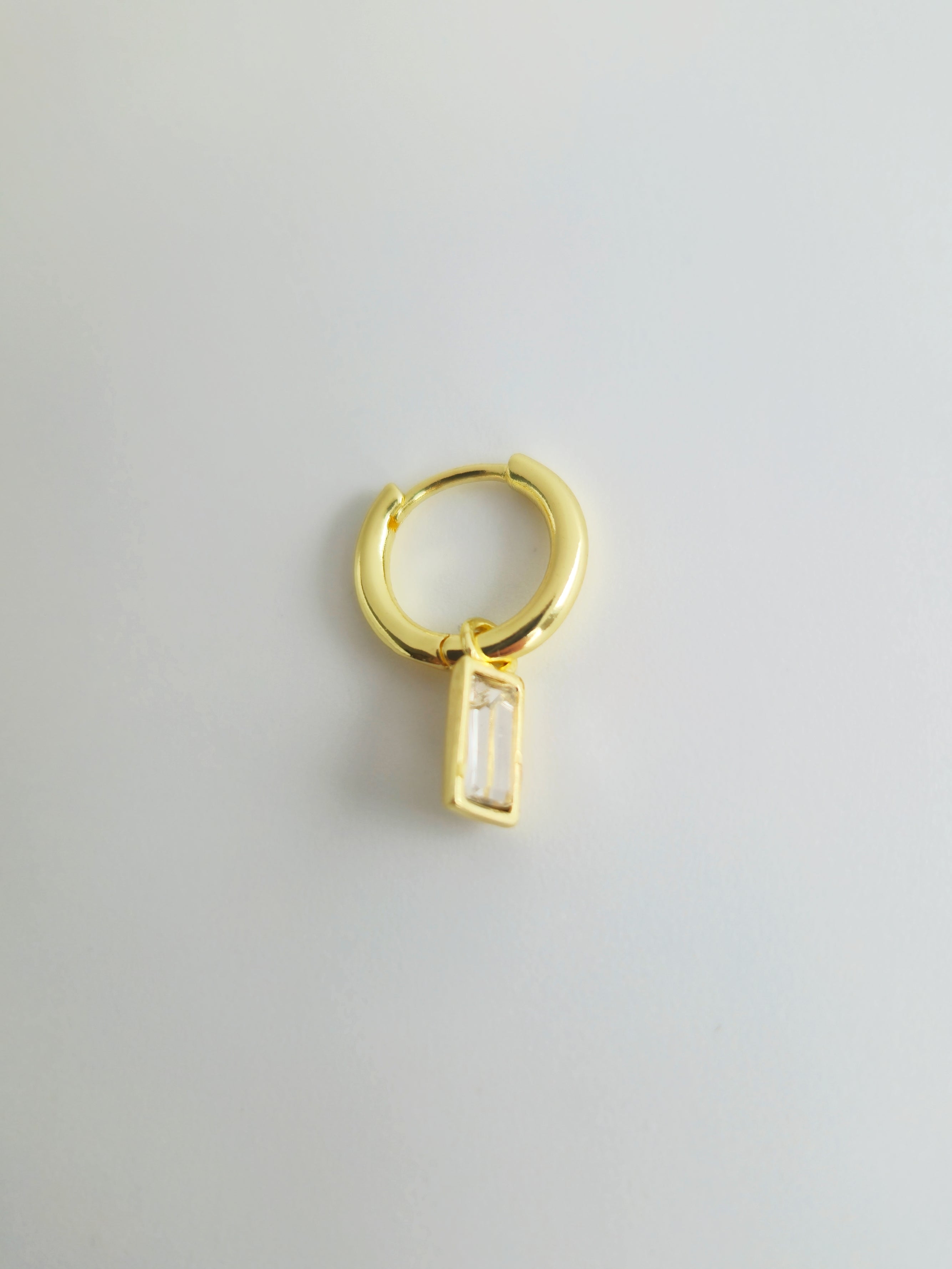 Charm Strass Rectangle en Acier Inoxydable Doré