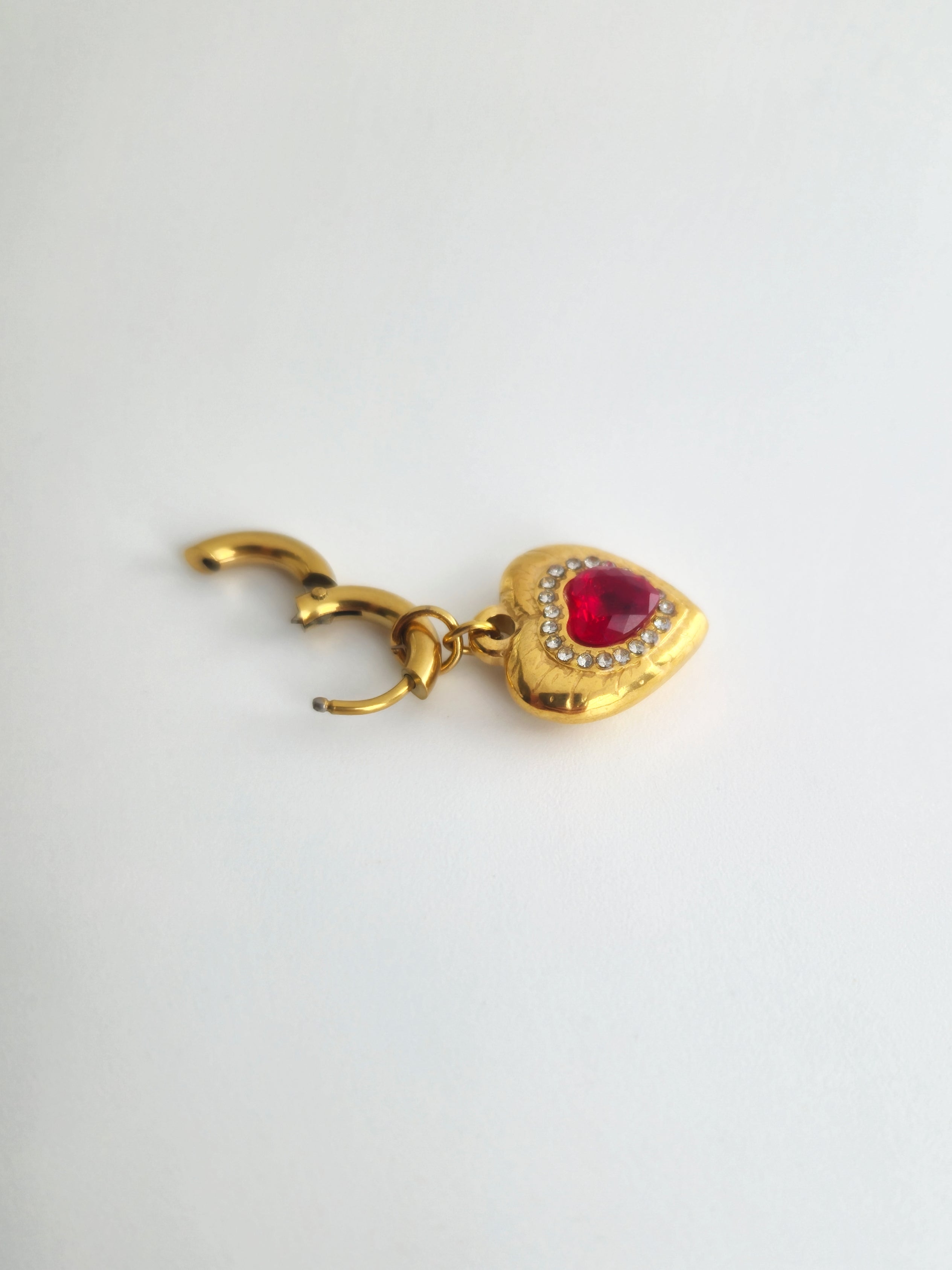 Charm Coeur Ruby en Acier Inoxydable Doré
