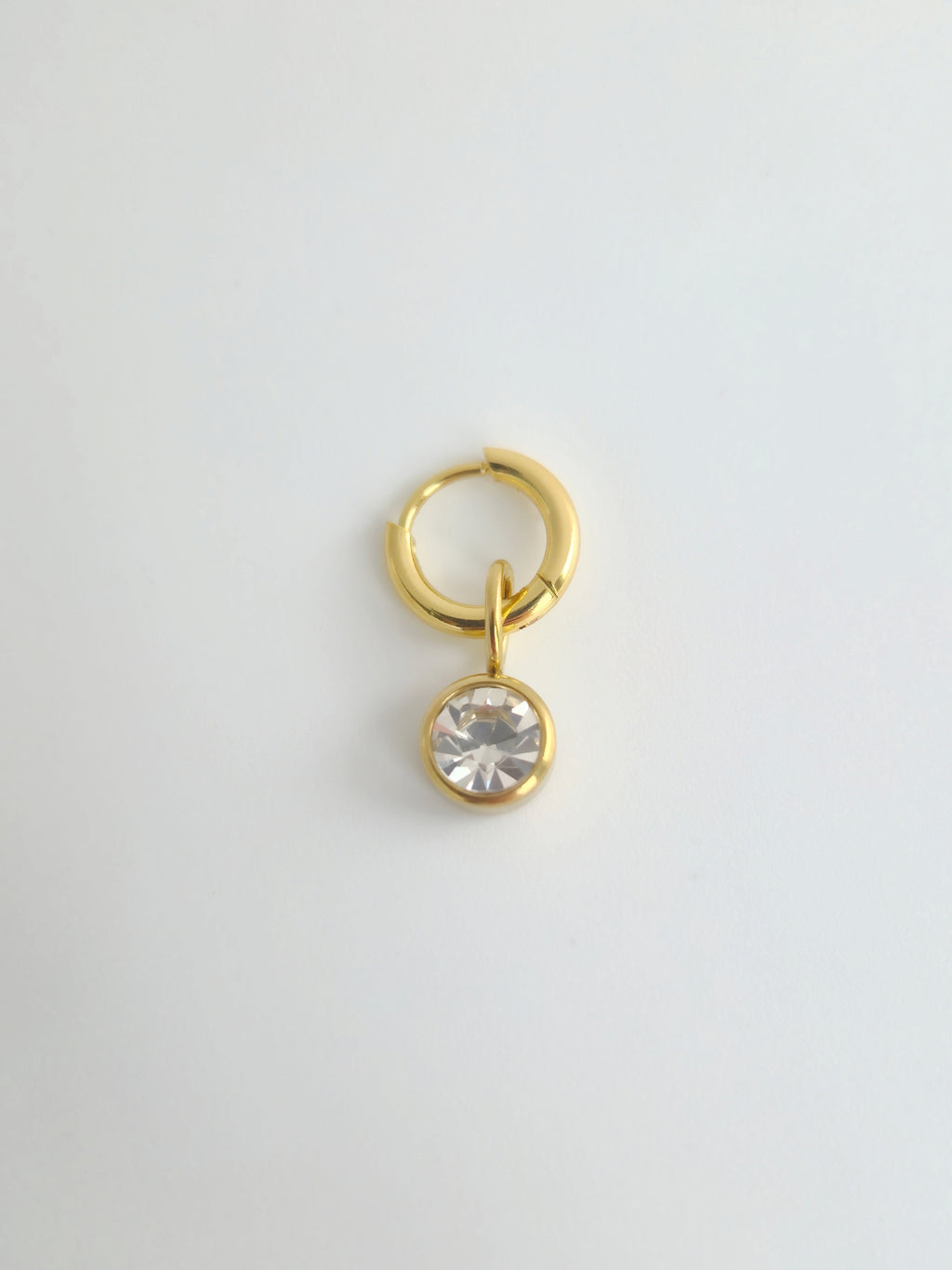 Charm Strass Rond Acier Inoxydable Doré