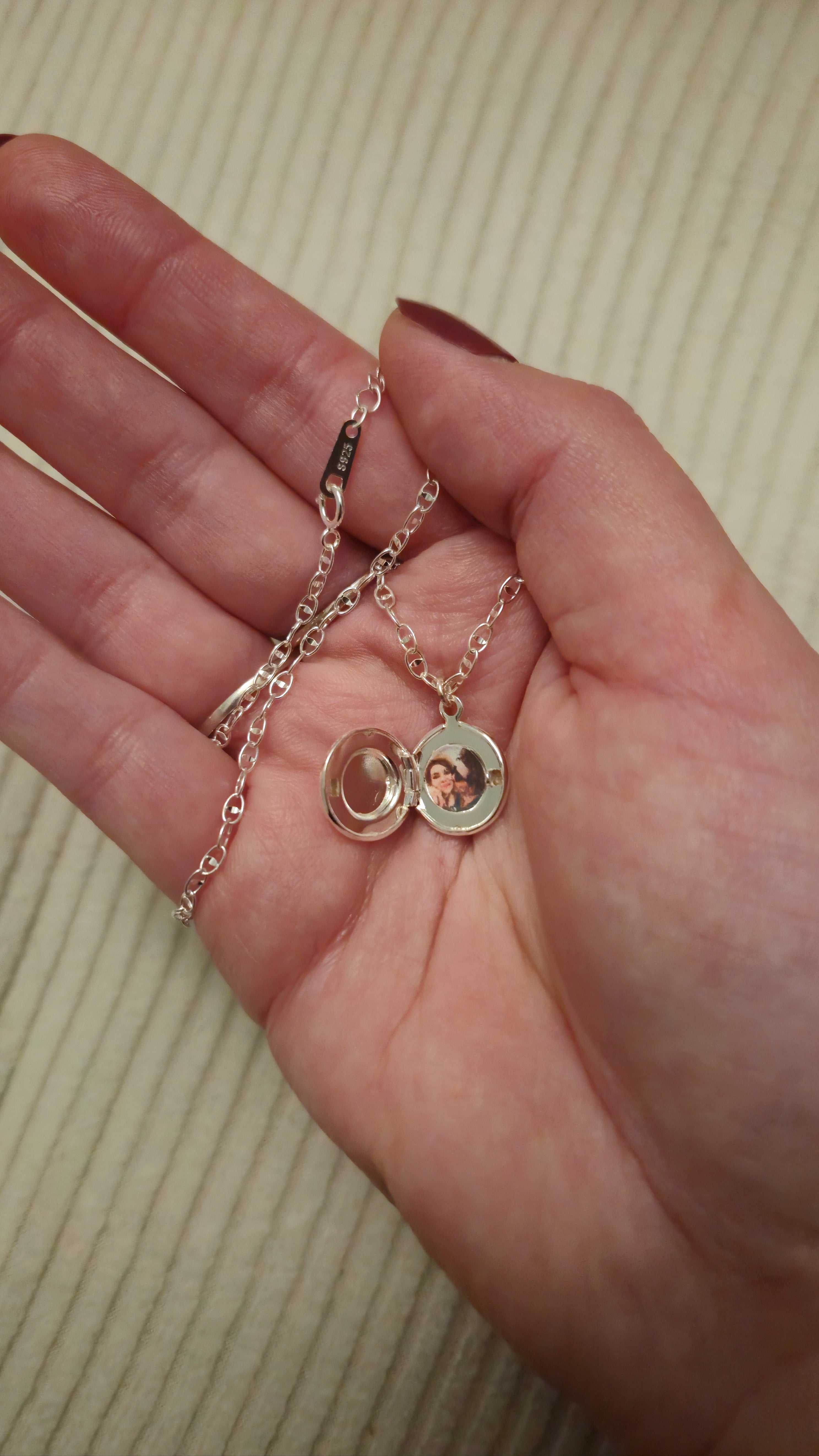 Collier Médaillon photo mot en Argent 925