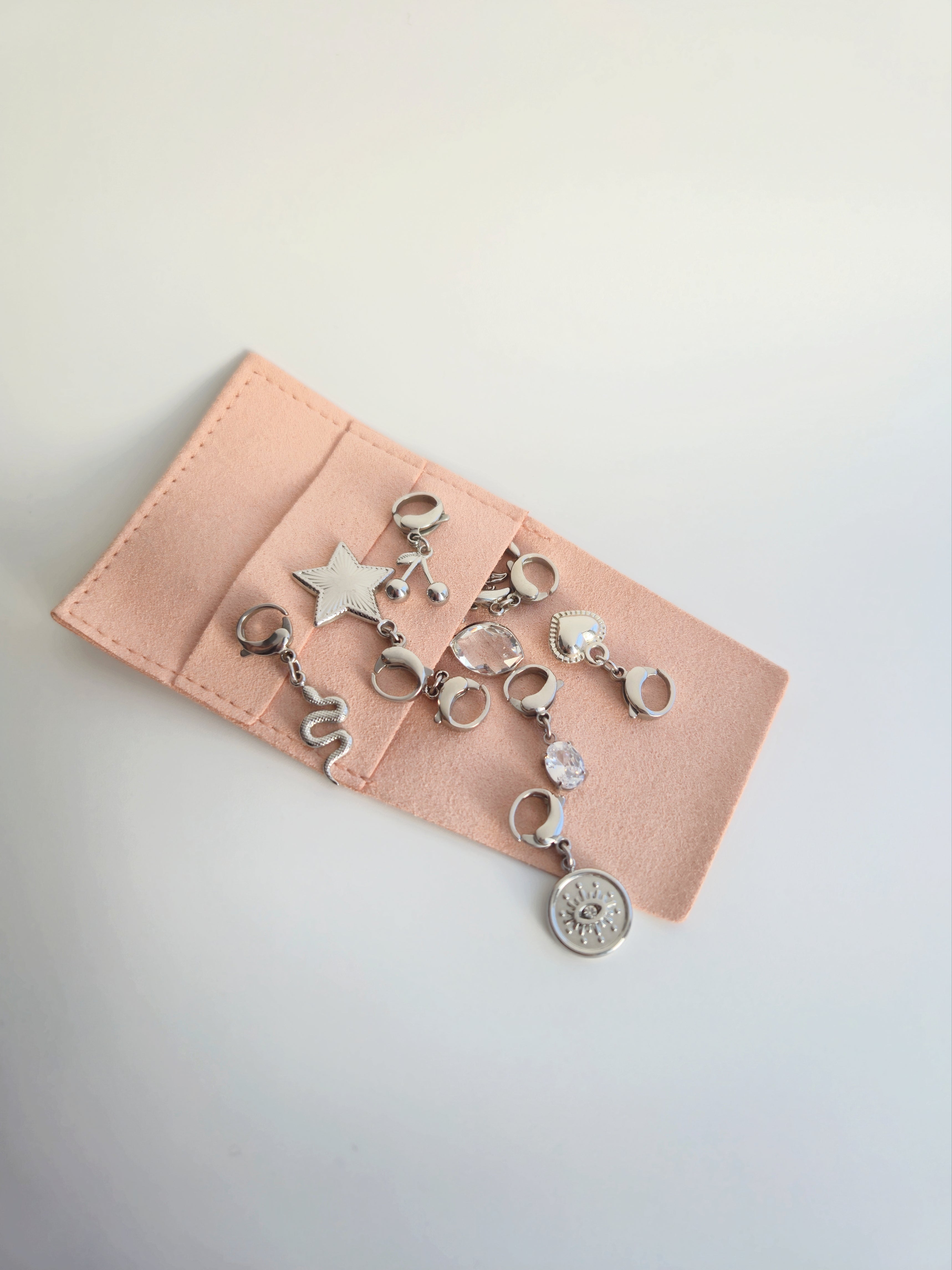 Charm Oeil Porte Bonheur en Acier Inoxydable et Zircon