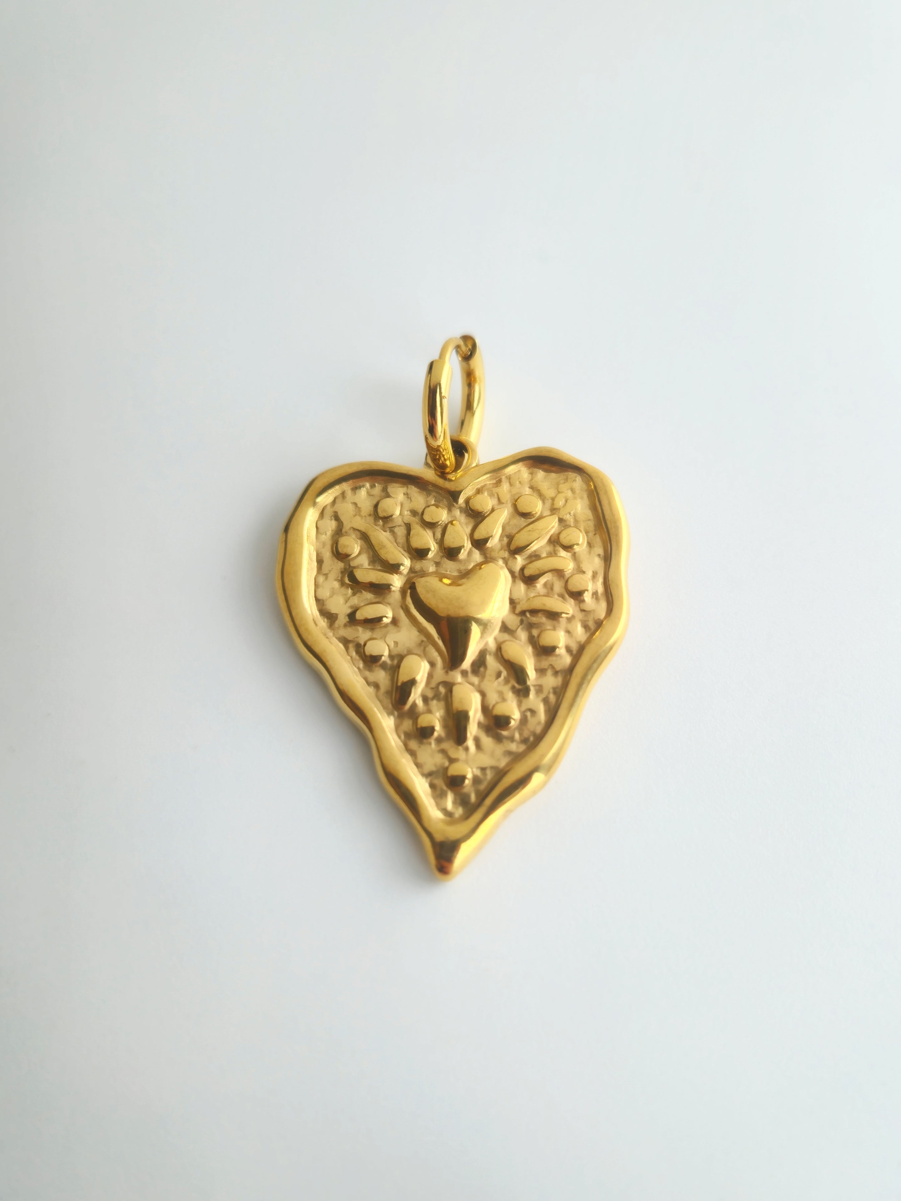 Charm Gros Coeur en Acier Inoxydable Doré