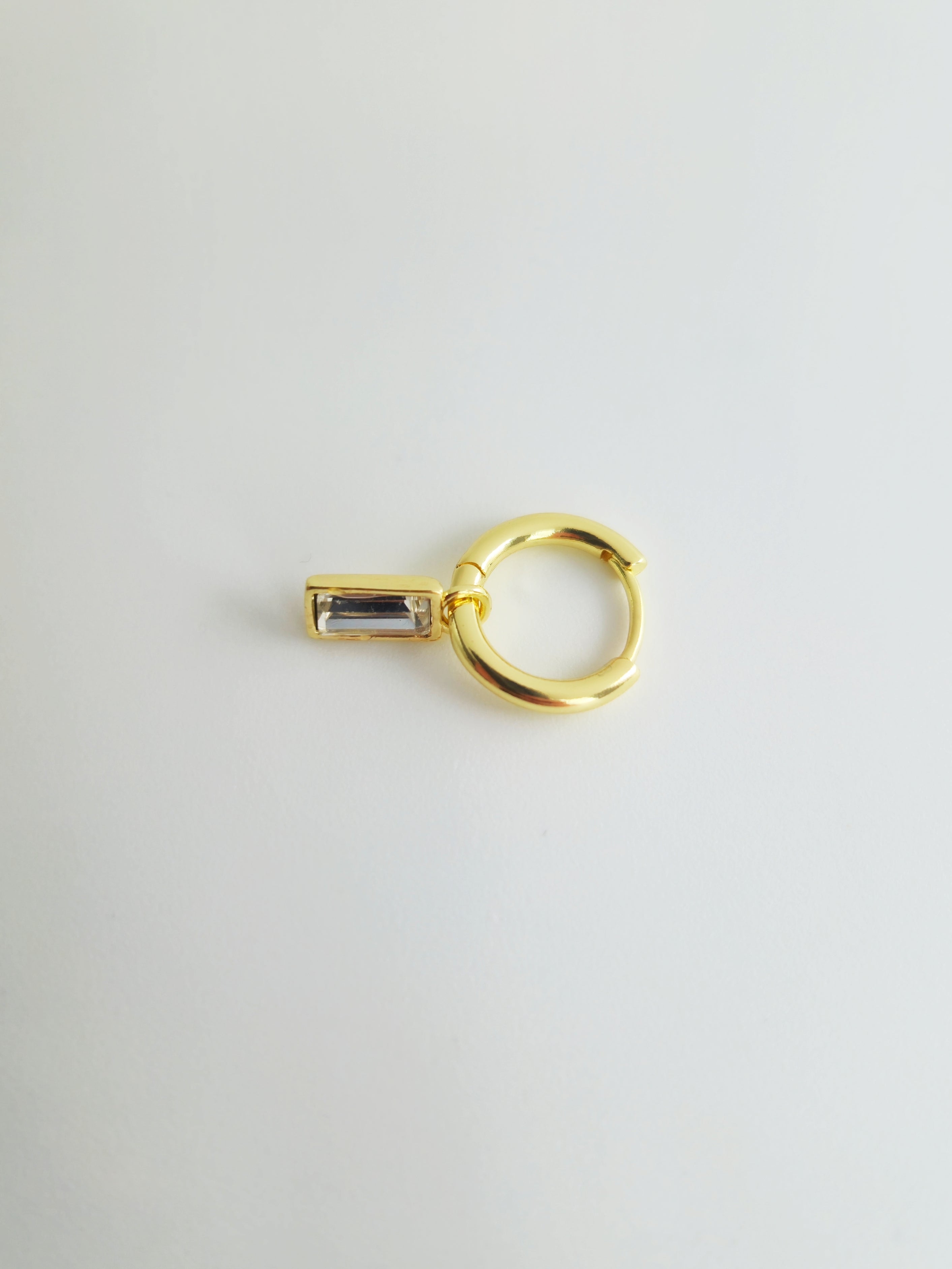 Charm Strass Rectangle en Acier Inoxydable Doré