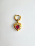 Charm Coeur Ruby en Acier Inoxydable Doré