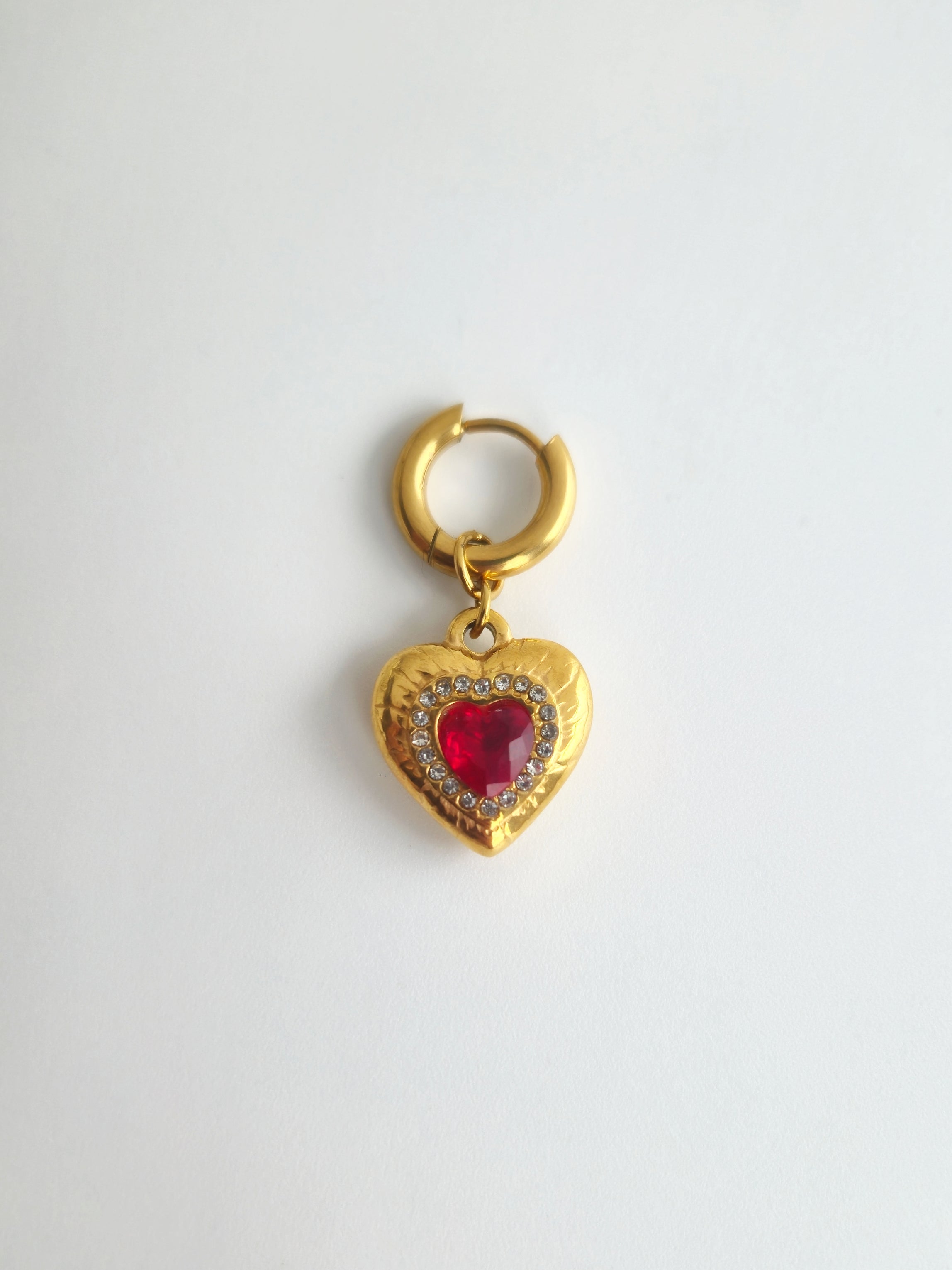 Charm Coeur Ruby en Acier Inoxydable Doré