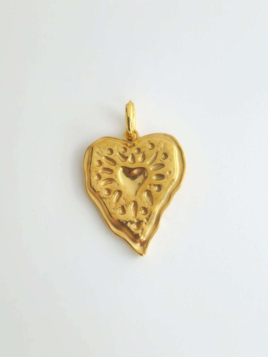 Charm Gros Coeur en Acier Inoxydable Doré