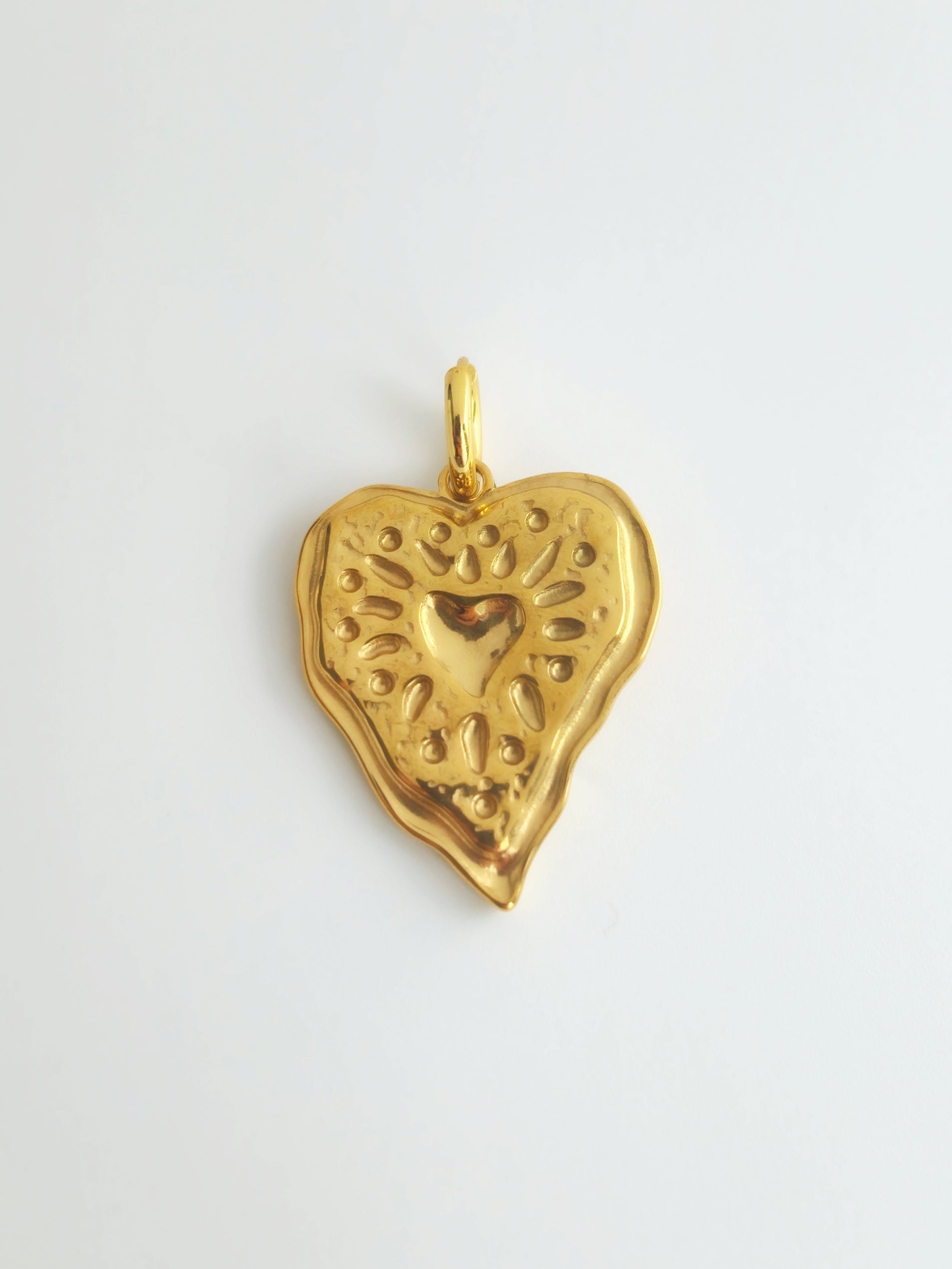 Charm Gros Coeur en Acier Inoxydable Doré