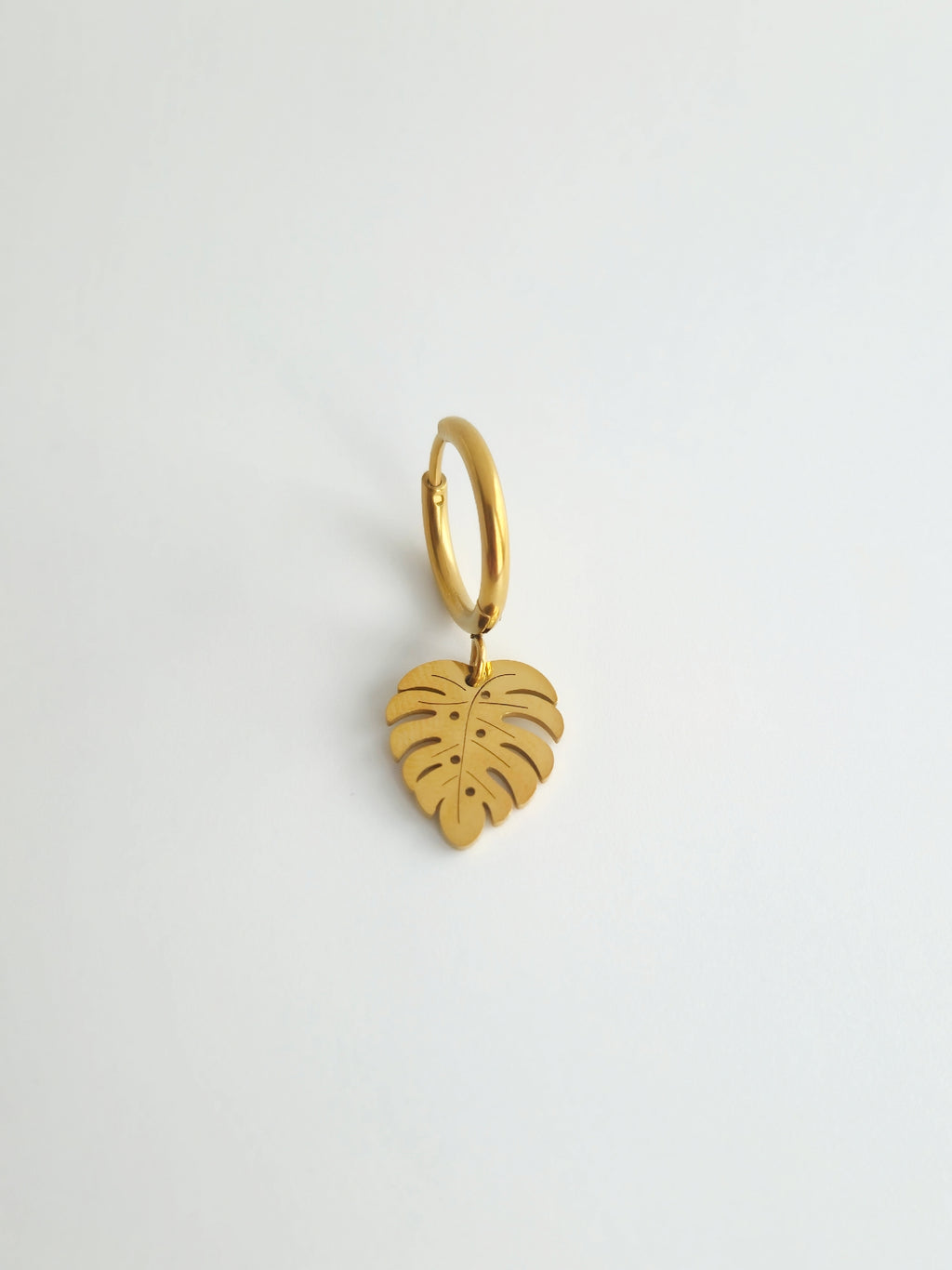 Charm Feuille Tropicale en Acier Inoxydable Doré