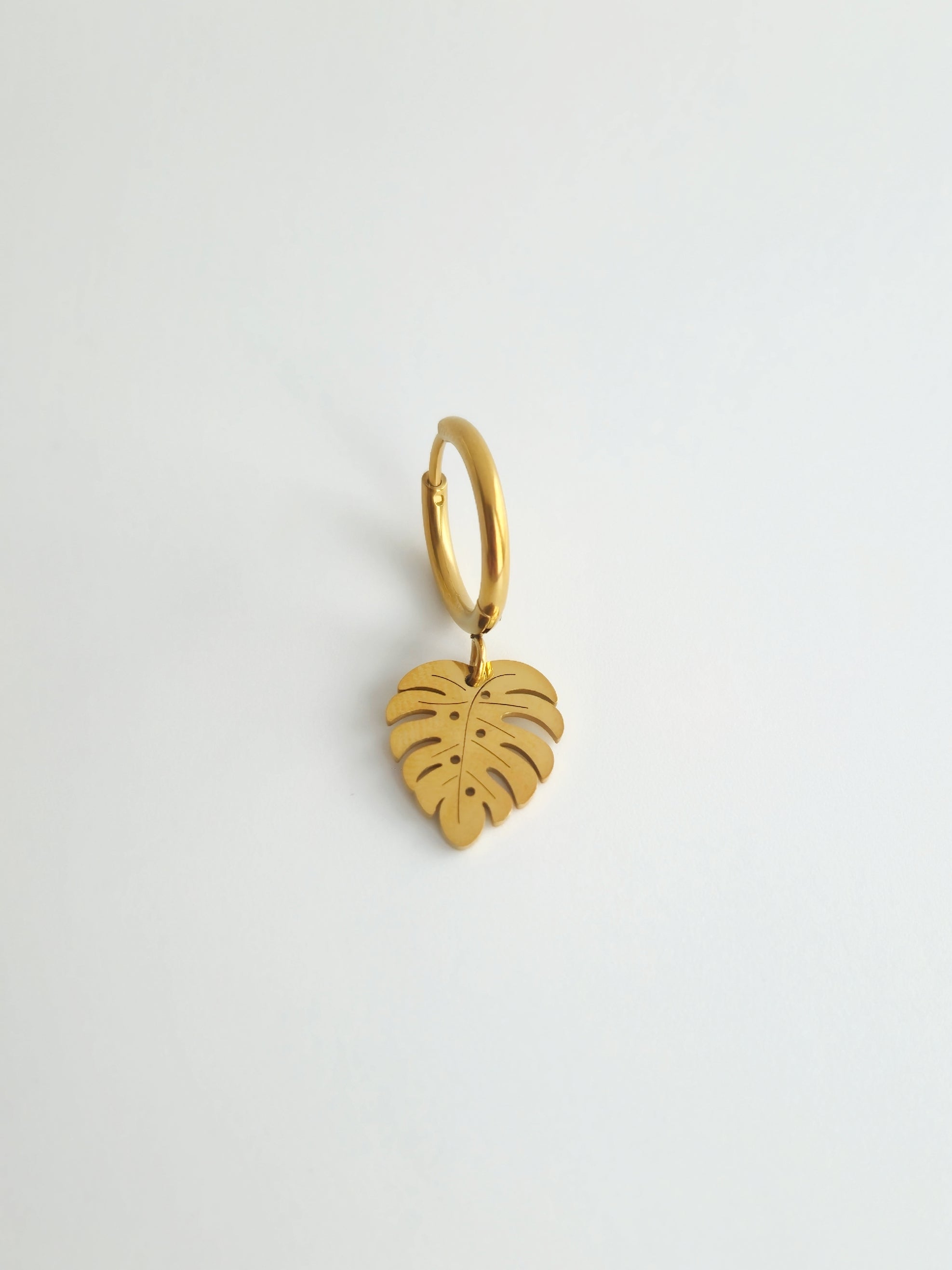 Charm Feuille Tropicale en Acier Inoxydable Doré